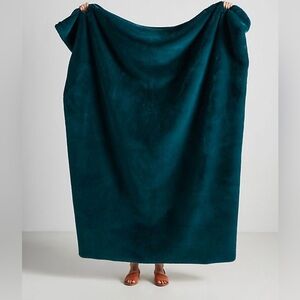 New With Tags! Anthropologie Sophie Faux-Fur Throw Blanket- Turquoise